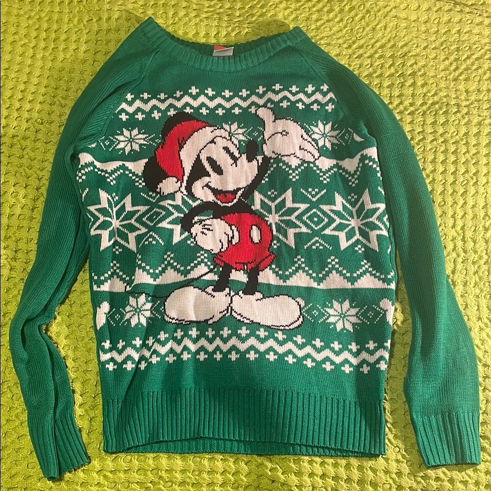 Disney Green Mickey Mouse Christmas Sweater